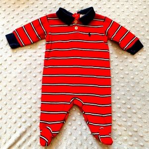 Ralph Lauren Footed One Piece Cotton Striped Suit